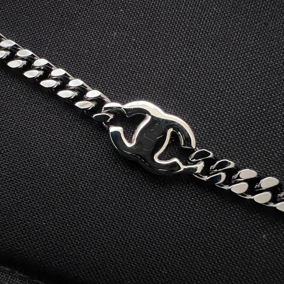 Auth Chanel 21A Crystal CC Logo Chain Belt w/ Ruthenium Hardware - Picture 6 of 12